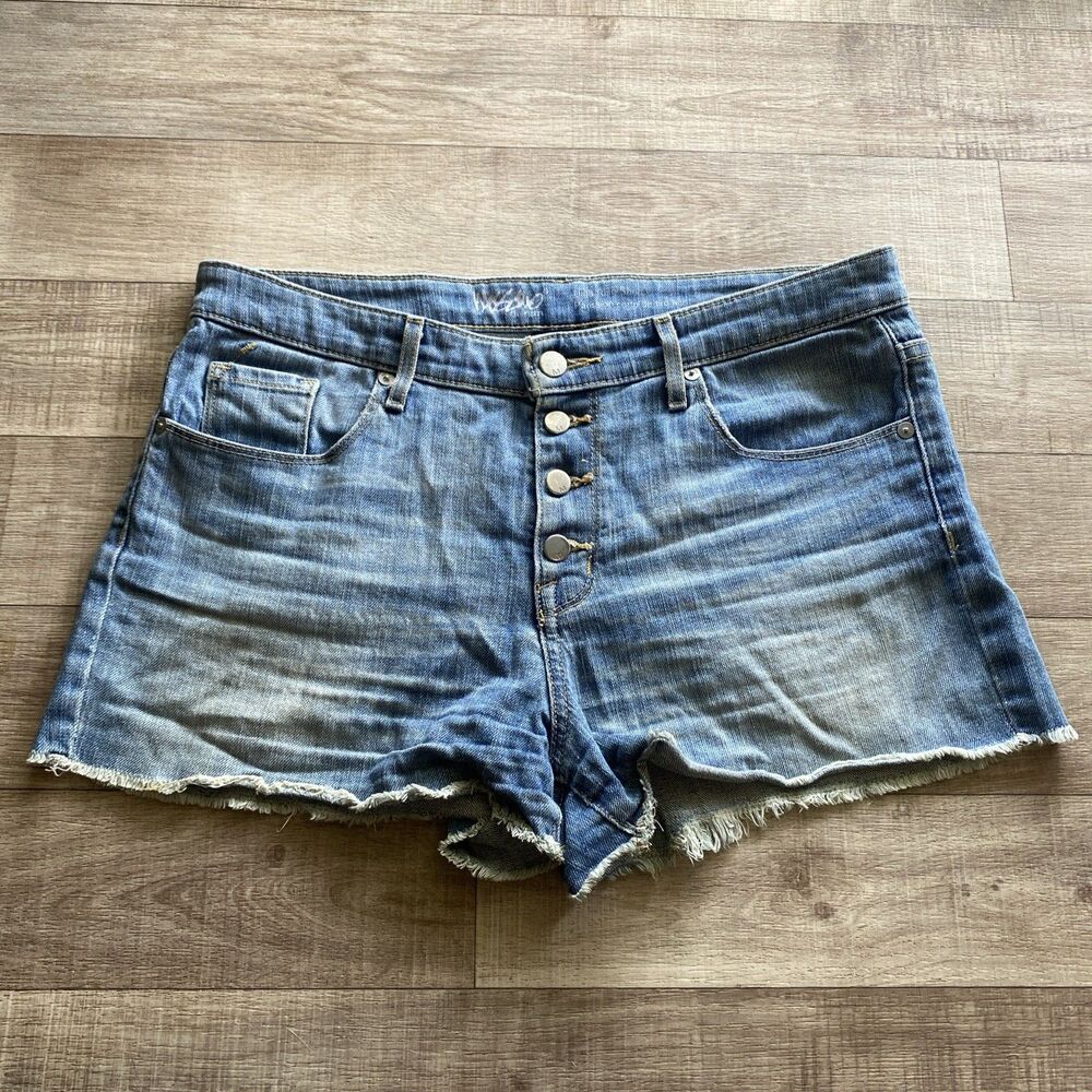 Womens Mossimo Jean Shorts High Rise Size 10 Medium Blast Distressed